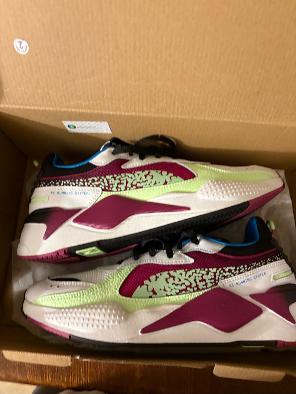 PUMA RS-X Blaster Men’s Low Top Mesh Lace-Up Sneakers White Lime size 11.5 - Picture 8 of 10